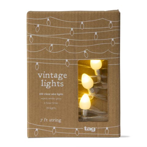 Vintage LED String Lights 20 Count Indoor White Christmas
