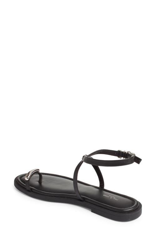Rag & Bone Geo Leather Toe-ring Flat Sandals In Black Leather