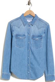 Good American Dolly Slim Fit Denim Shirt