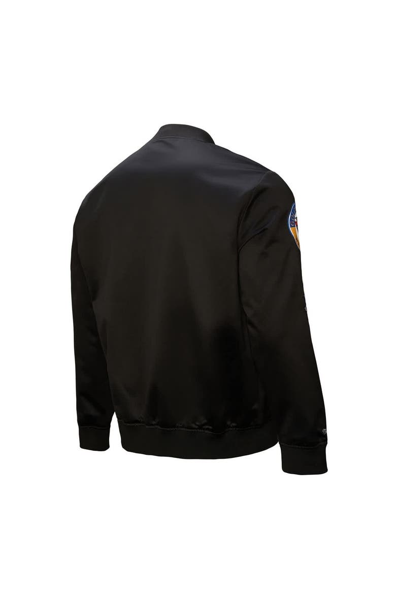 Men's Mitchell & Ness Black Golden State Warriors Blackout Collection Vintage Full-Snap Satin Jacket, Alternate, color, Black