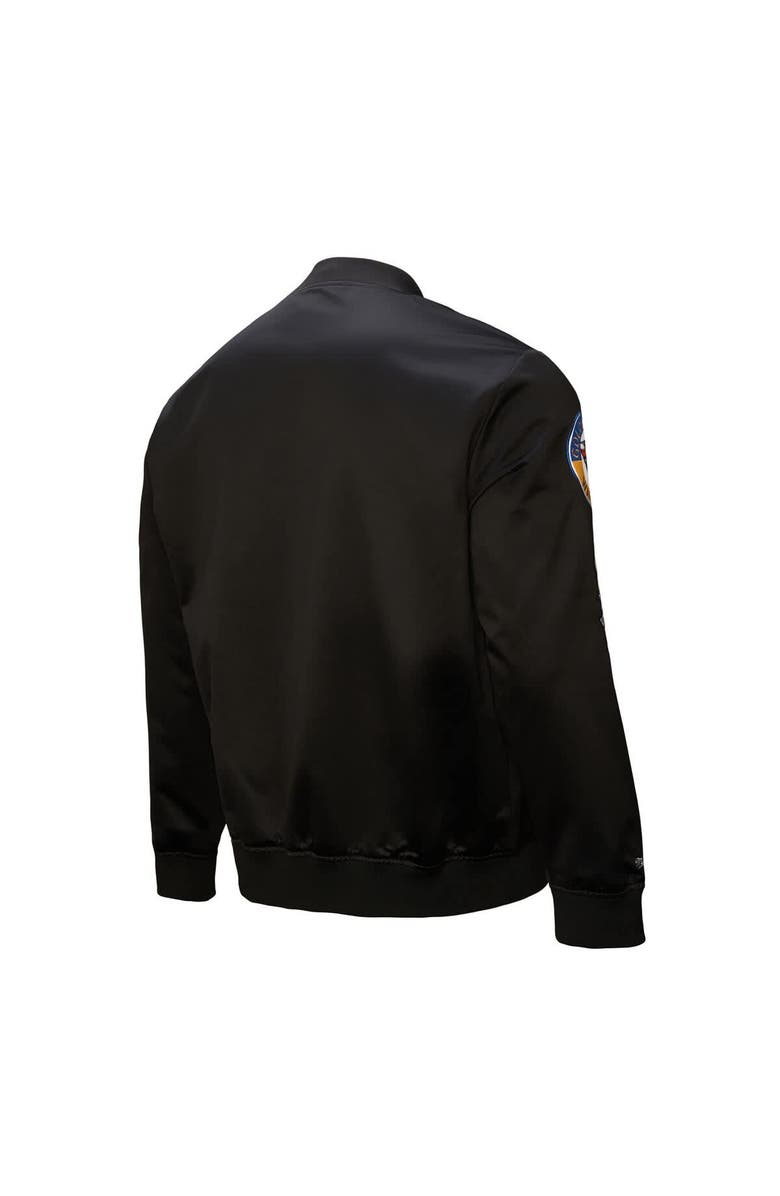 Mitchell & Ness Men's Mitchell & Ness Black Golden State Warriors Blackout Collection Vintage Full-Snap Satin Jacket, Alternate, color, Black