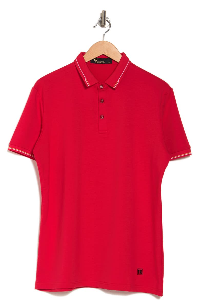 T.R. PREMIUM Tipped Short Sleeve Knit Polo, Alternate, color, Red