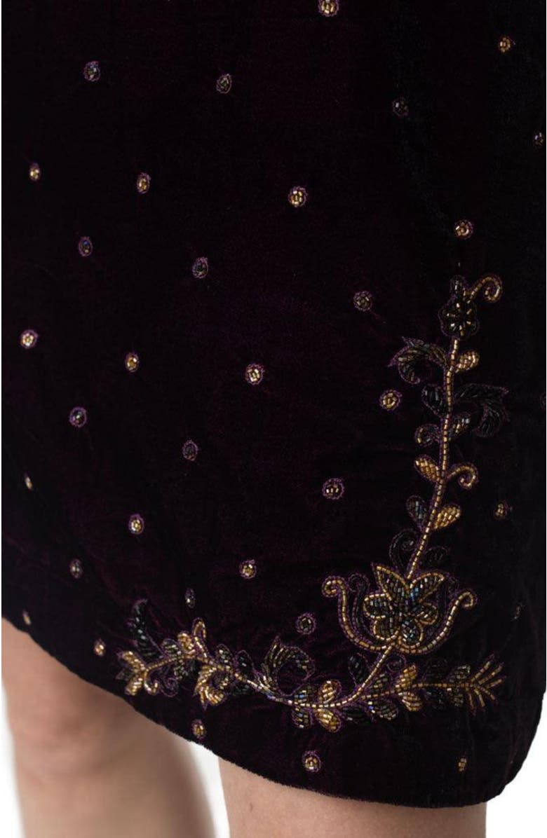 RAAS Lica Hand-Embroidered Velvet Dress, Alternate, color, Wine