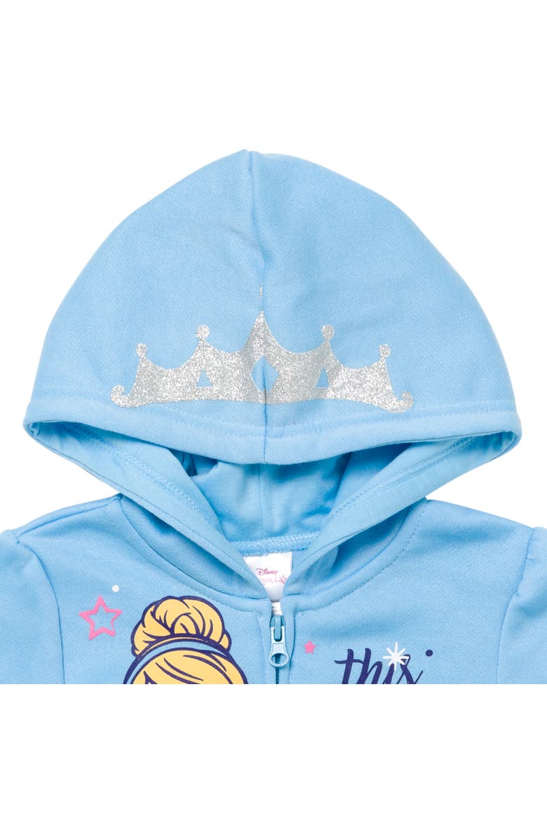 Princess Zip-Up Hooded Sweatshirt, Alternate, color, Cinderella Light Blue