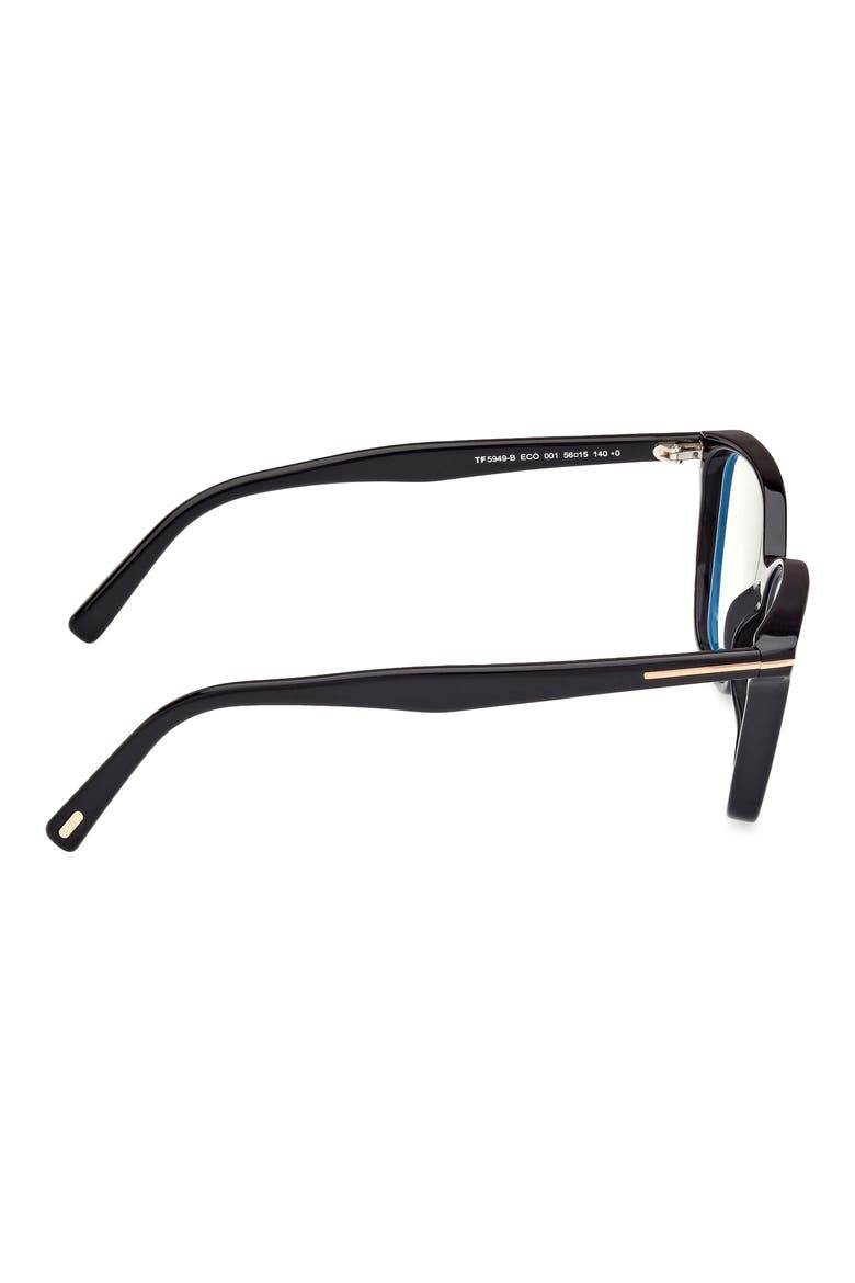 56mm Cat Eye Blue Light Blocking Optical Glasses, Alternate, color, BLACK ECO / T LOGO