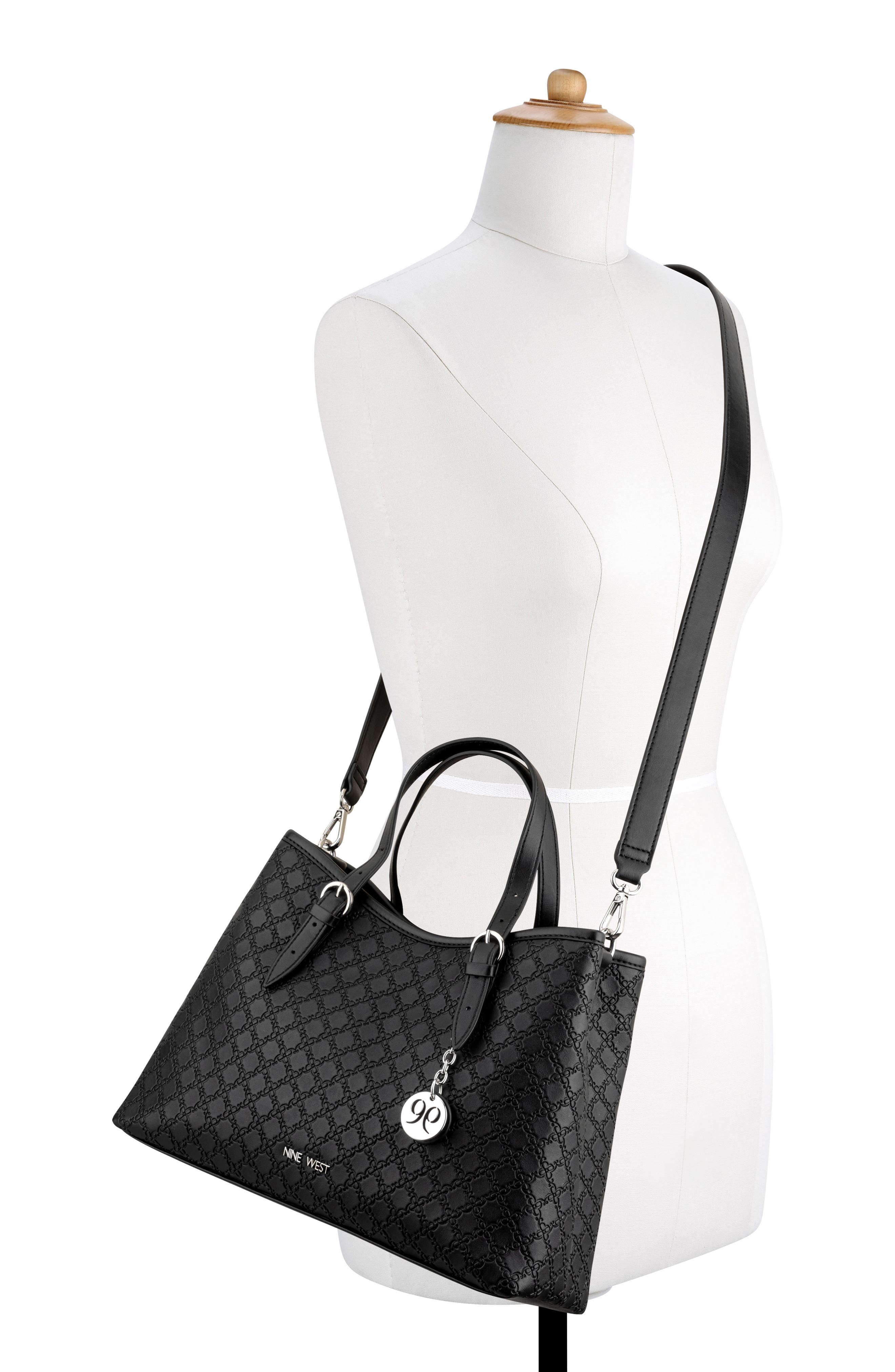 Nine West Kieran Satchel Bag, Alternate, color, Black