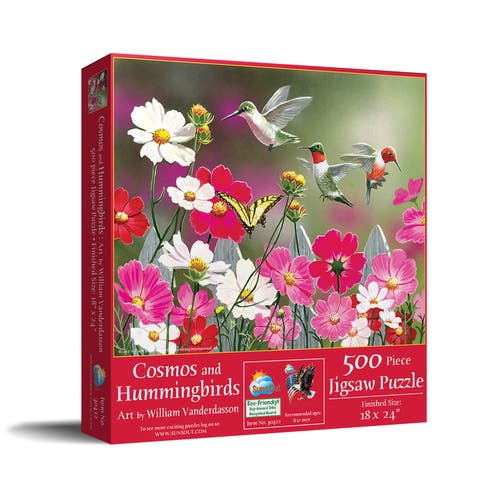Cosmos and Hummingbirds 500 piece Jigsaw Puzzle for Adults