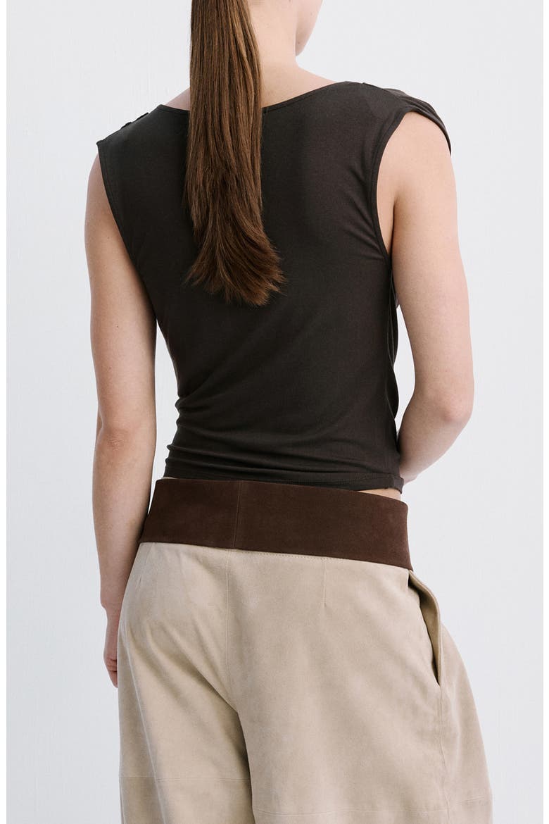 Camiseta Cowl Neck T-Shirt, Alternate, color, BROWN