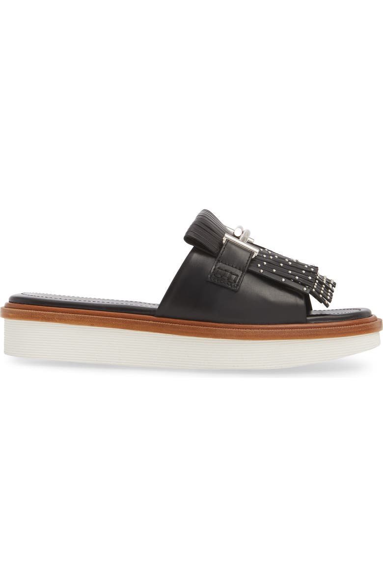 Tod's Studded Fringe Slide Sandal, Alternate, color,