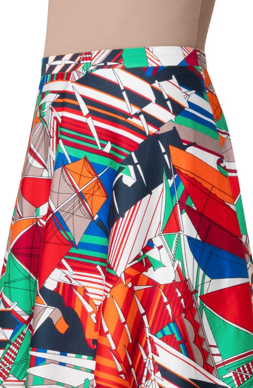 Akris Punto Sea Clipper Print Flared Midi Skirt In Multicolor
