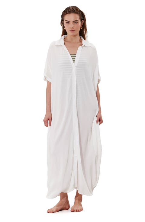 Solena Crêpe Oversized Shirt Dress Cover-Up