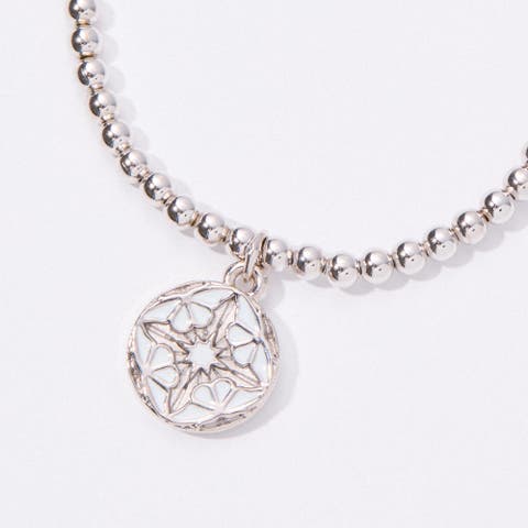 White Butterflies Stretch Beaded Bracelet