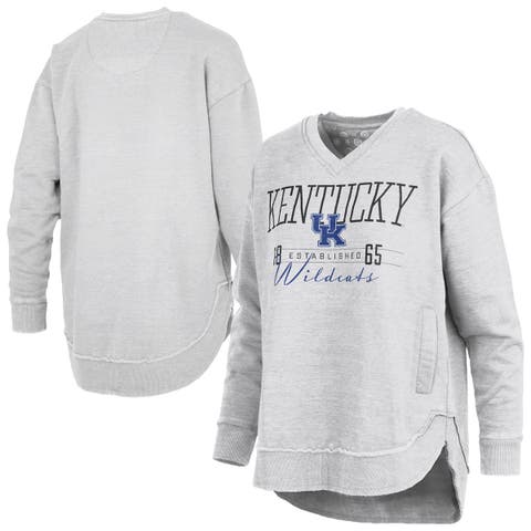 Women's Pressbox  Heather Gray Kentucky Wildcats Marcus East Hall Poncho V-Neck Sweatshirt