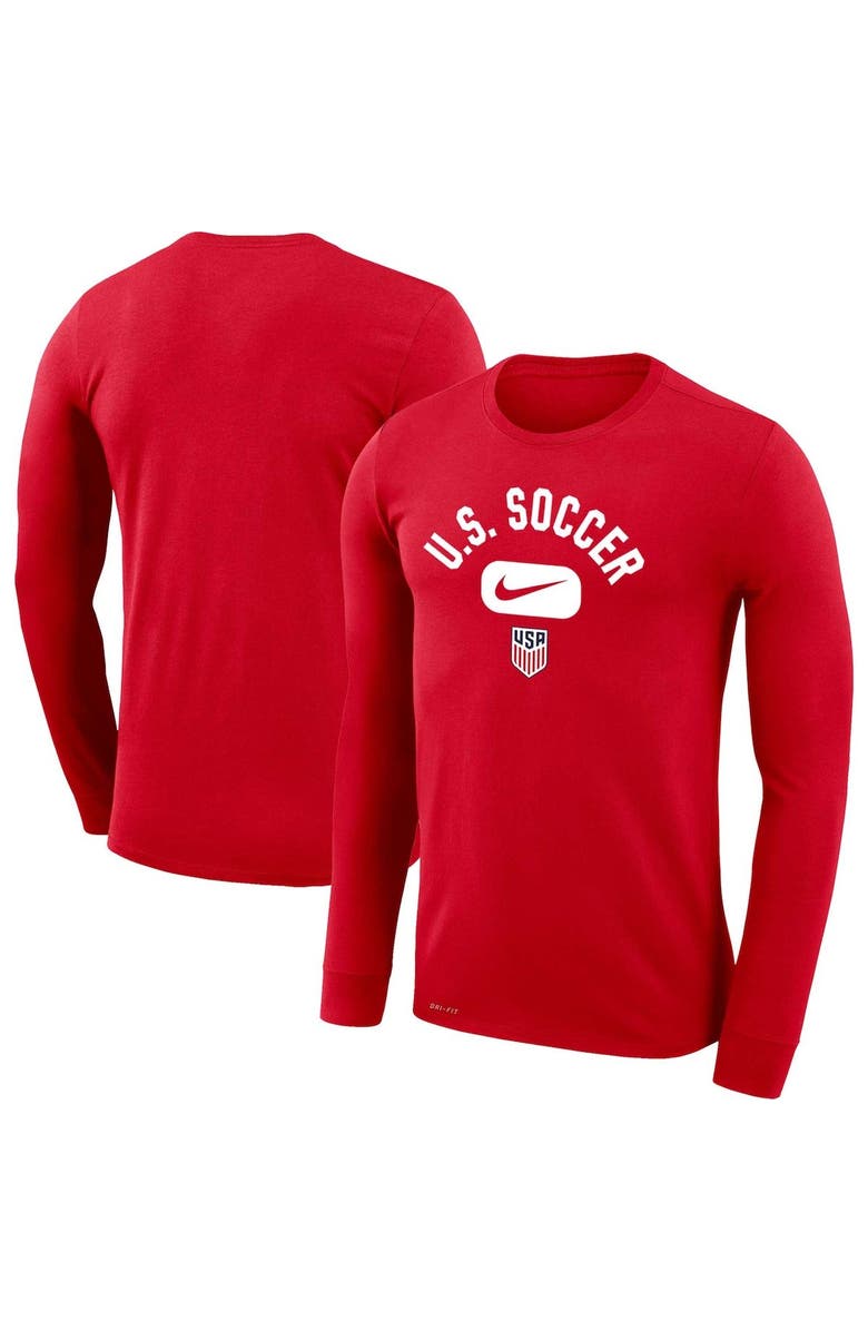 Nike Men's Nike Red USMNT Lockup Legend Performance Long Sleeve T-Shirt, Alternate, color,