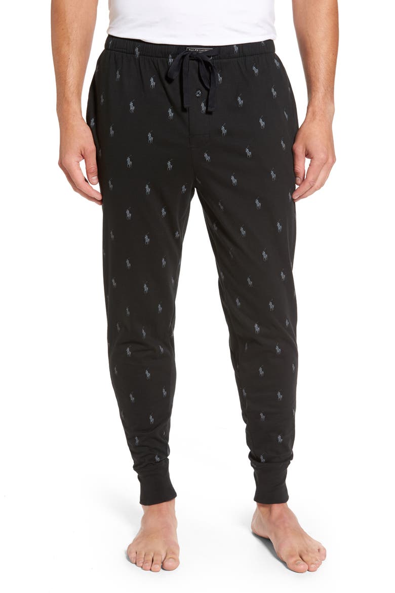 Pony Print Pajama Pants, Main, color, BLACK