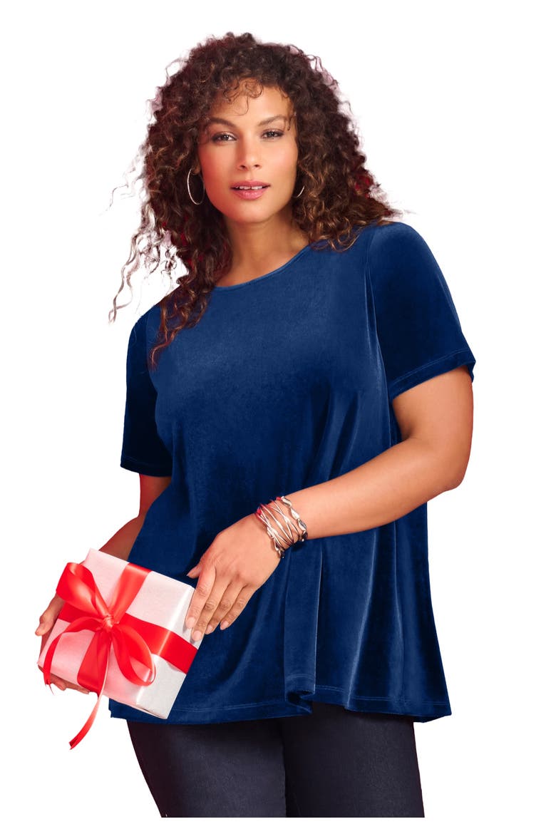 Velour Swing Tee, Main, color, EVENING BLUE