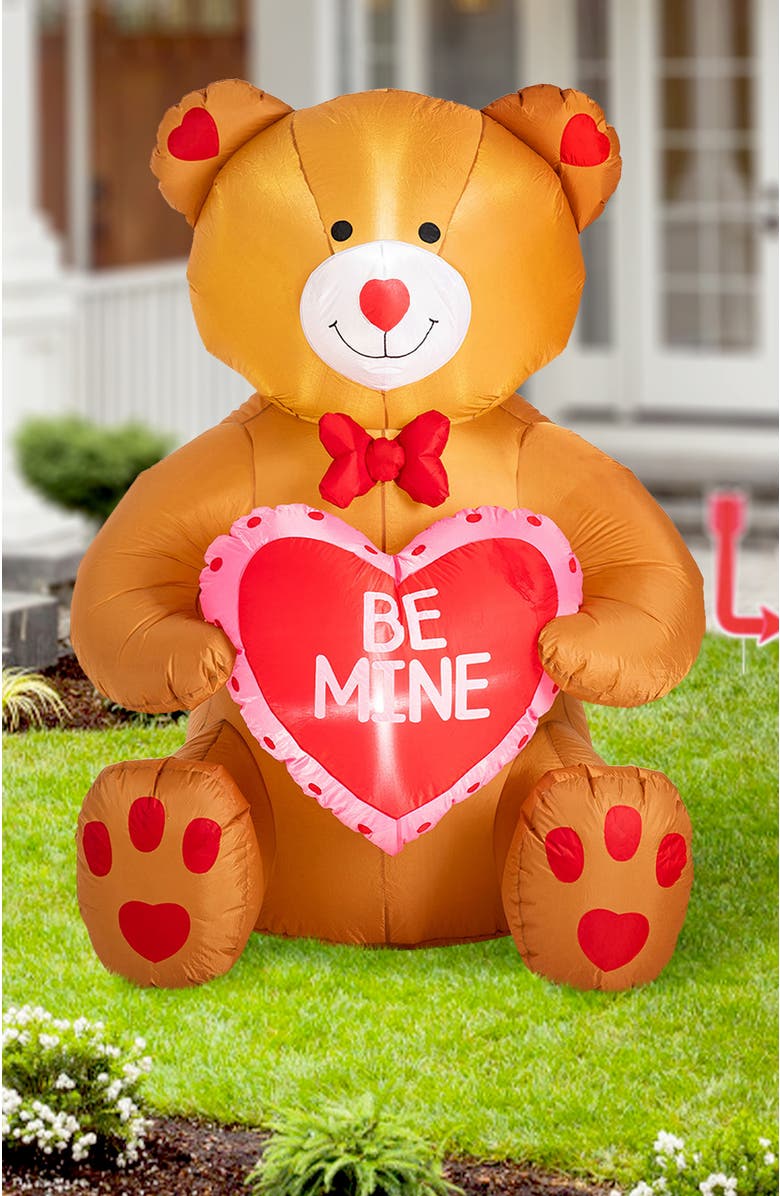 Glitzhome 6
H Lighted Valentine
s Inflatable Bear with Heart Decor, Alternate, color, Red