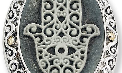 Samuel B. Sterling Silver & 18k Gold Agate Hamsa Pendant In Silver