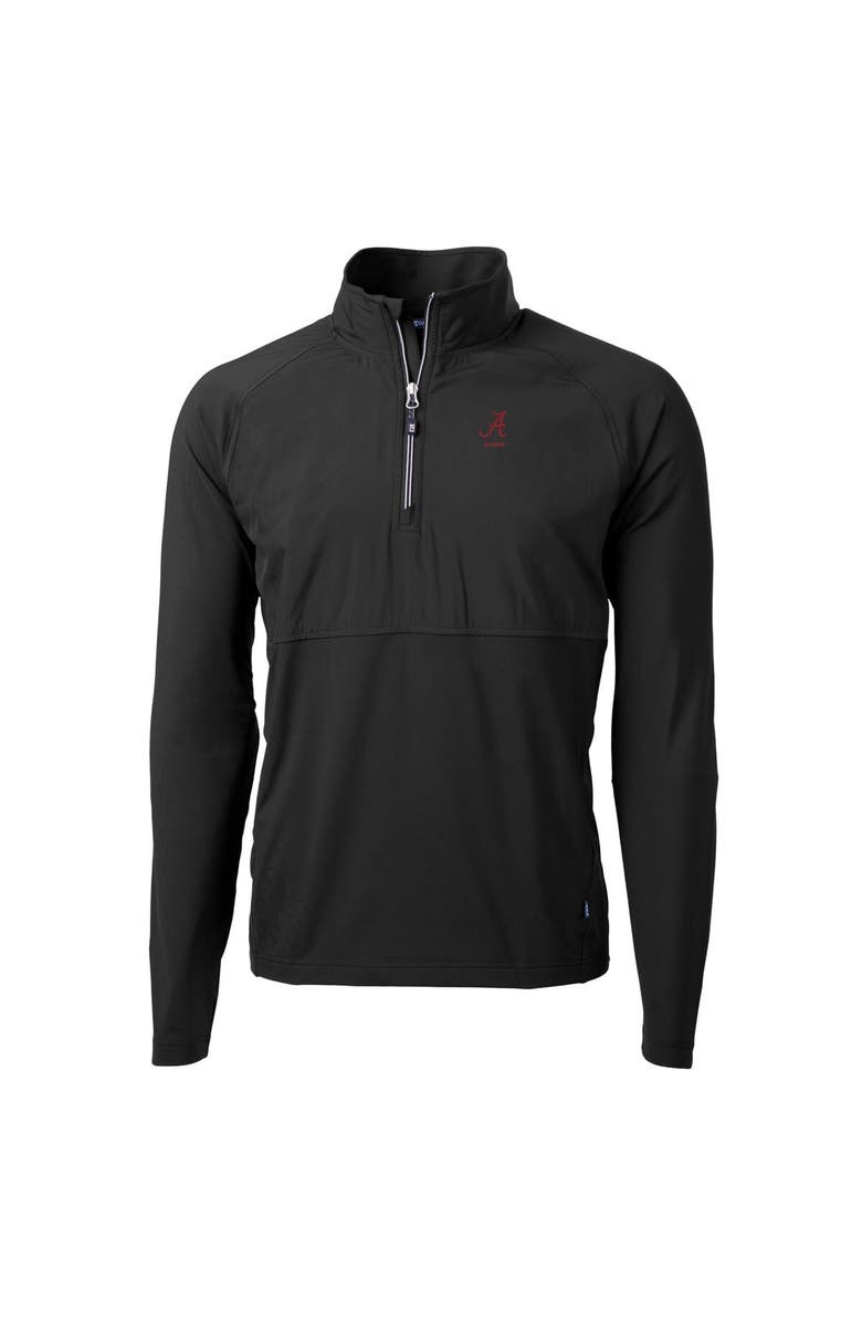 Cutter & Buck Men's Cutter & Buck  Black Alabama Crimson Tide Alumni Logo Adapt Eco Knit Hybrid Recycled Quarter-Zip Pullover Top, Alternate, color, 