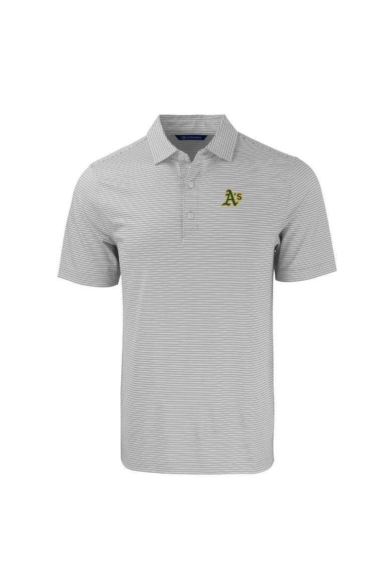 Men's Cutter & Buck Gray/White Oakland Athletics Big & Tall Forge Eco Double Stripe Stretch Recycled Polo, Alternate, color, Gray