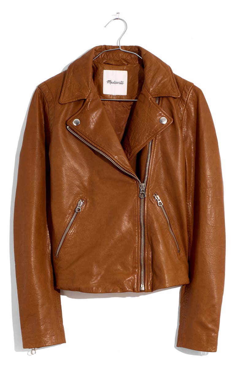 Madewell Washed Leather Moto Jacket, Alternate, color,