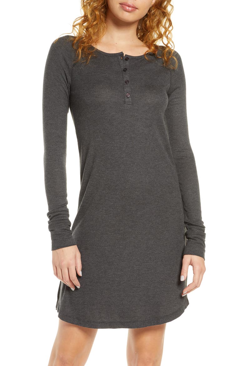 Henley Sleep Dress, Main, color, CHARCOAL HEATHER