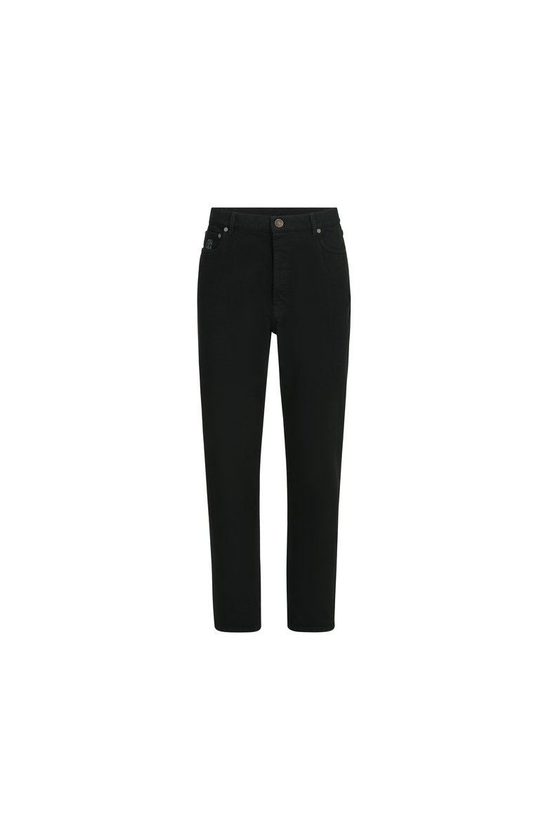 Brunello Cucinelli Garment-dyed denim iconic fit five-pocket trousers, Alternate, color, Black