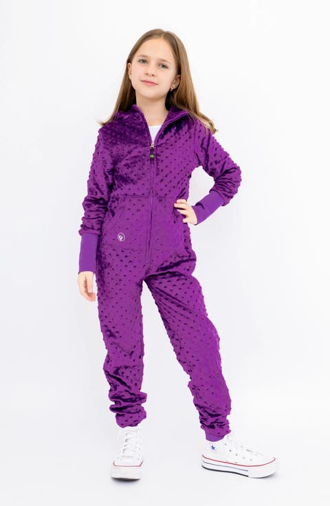 Minky Bubble Zip Fleece Romper (Big Kid)