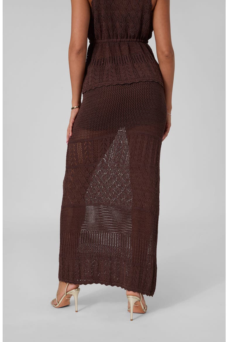 Vivianne Crochet Maxi Skirt, Alternate, color, DARK COFFEE