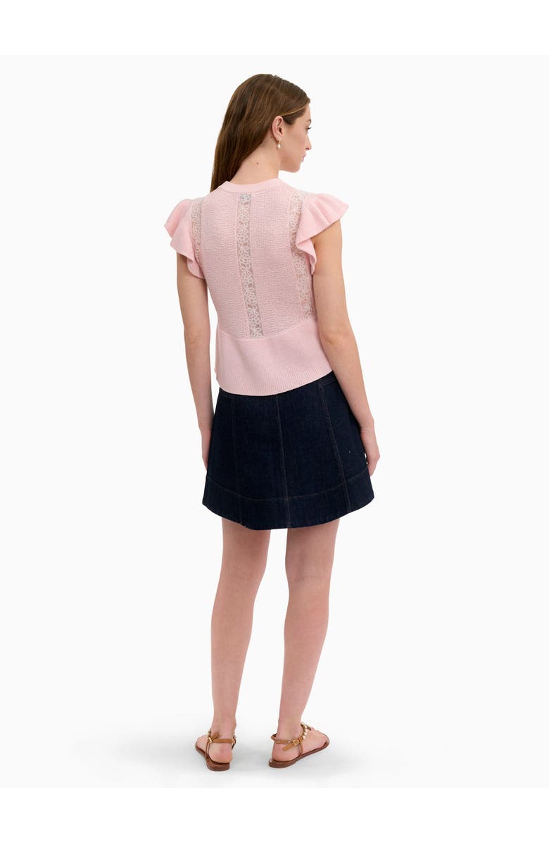 Rebecca Taylor Rhea Lace Knit Sweater, Alternate, color, Peony Pink