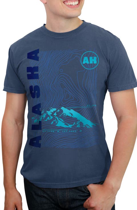 Men's Lost Gods Alaska Coordinates Poster  Graphic T-Shirt
