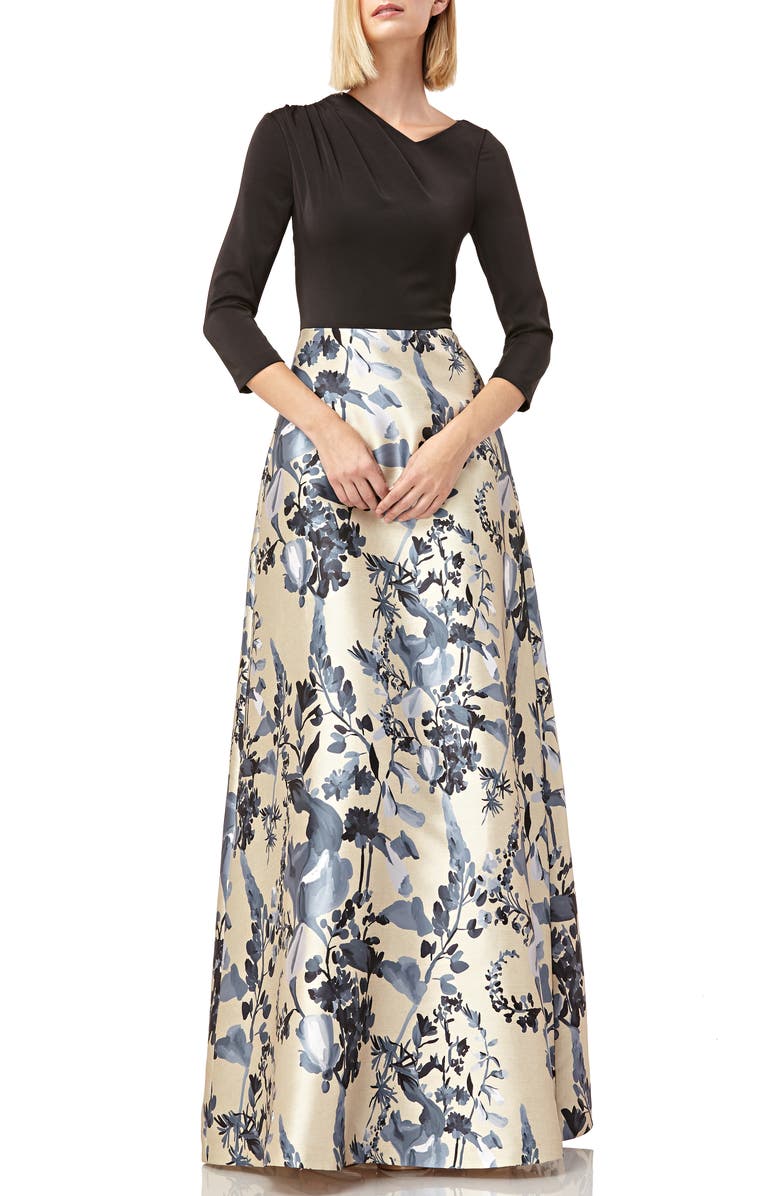 Kay Unger Drape Neck Evening Dress, Main, color, 