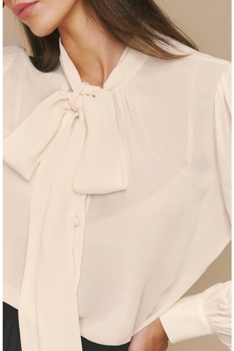 Tie Neck Blouse, Alternate, color, CREAM