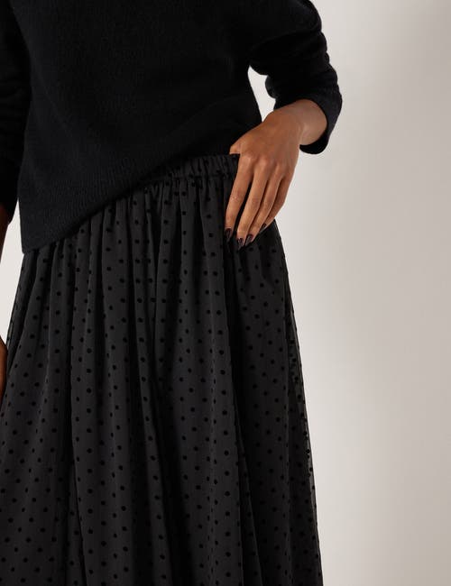 Hush Asymmetrical Flocked Spot Skirt In Black