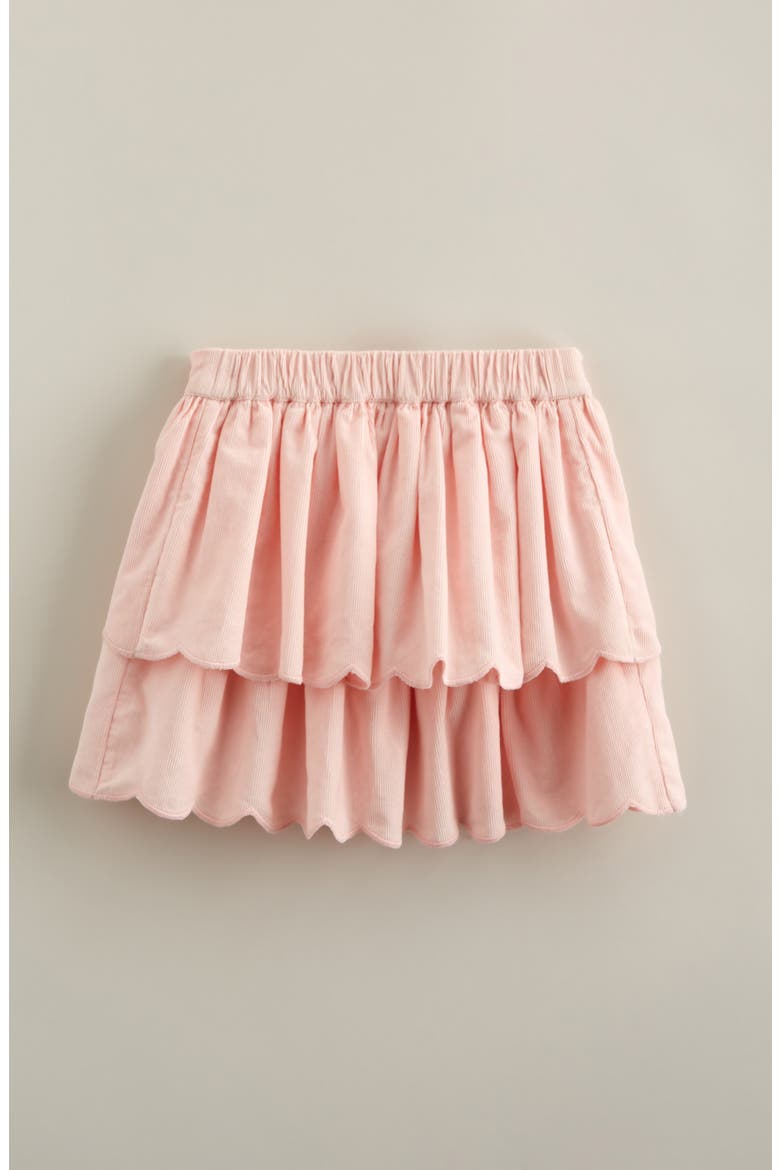 Kids' Scallop Trim Tiered Cotton Skirt, Alternate, color, PINK FONDANT