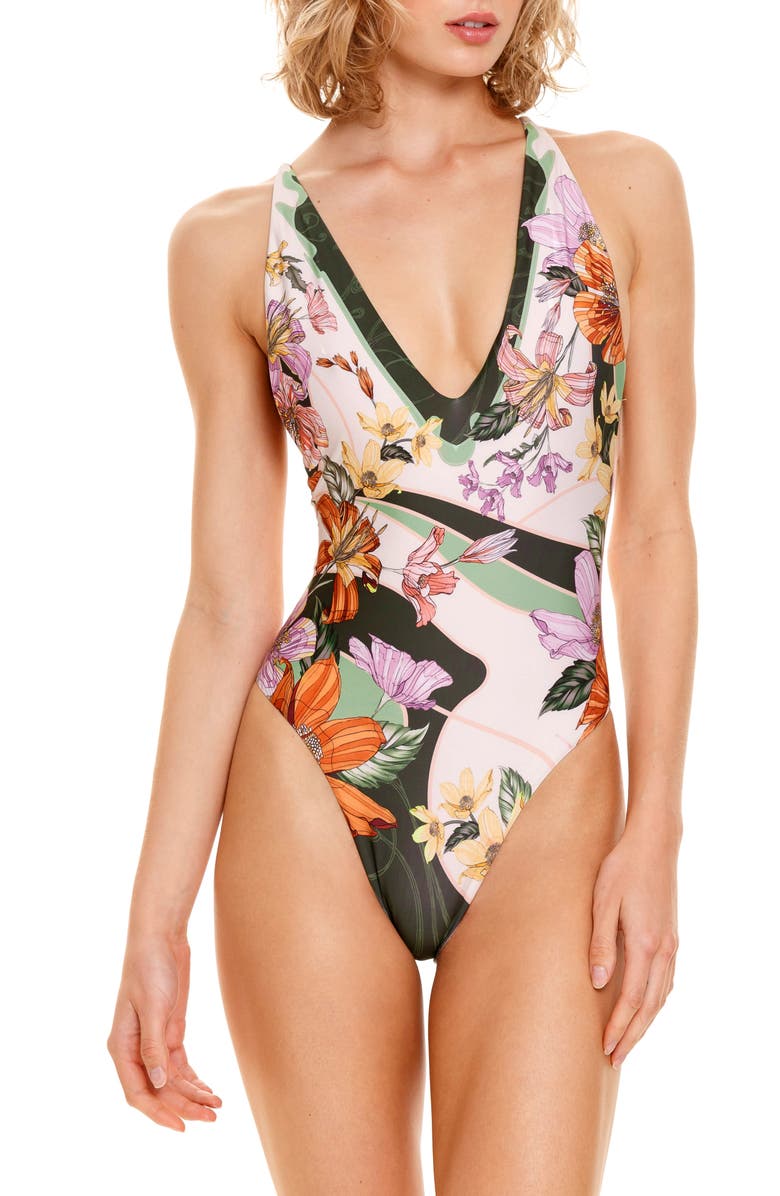 Agua Bendita Aloe Vitreo Floral One-Piece Swimsuit, Main, color, 