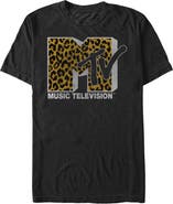 MTV Men's MTV Cheetah Print Logo Graphic T-Shirt