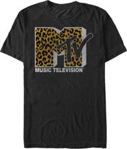 MTV Men's MTV Cheetah Print Logo Graphic T-Shirt