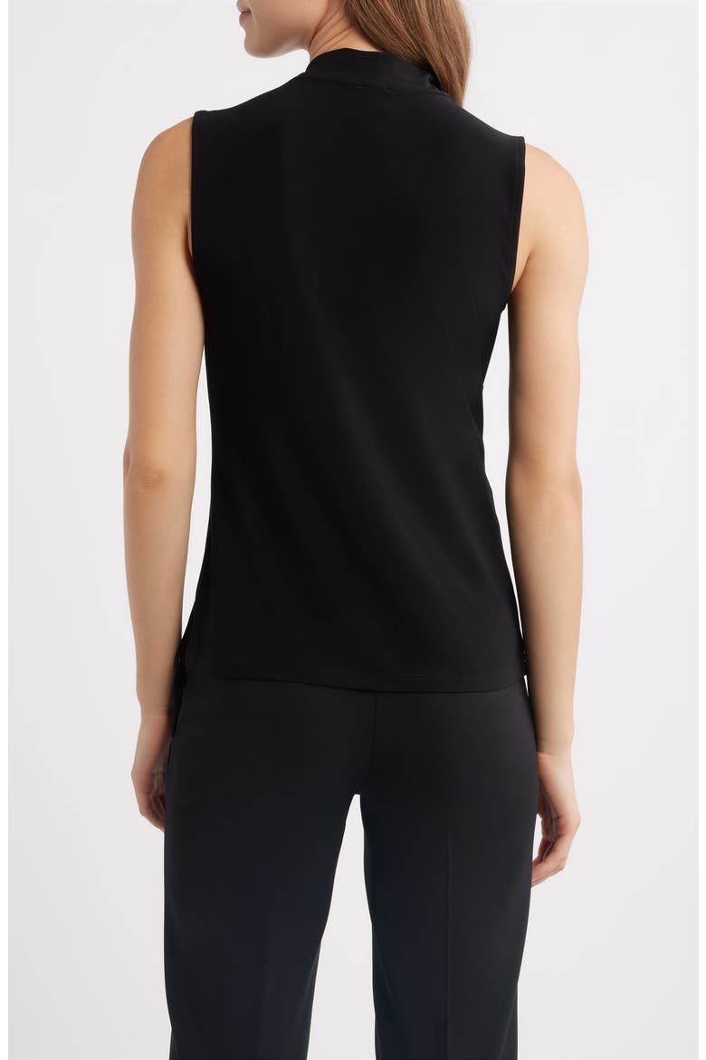 Ruched Faux Wrap Top, Alternate, color, ANNE BLACK