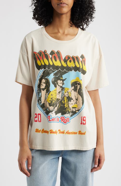 Daydreamer Midland Let It Roll Cotton Graphic T-shirt In Dirty White