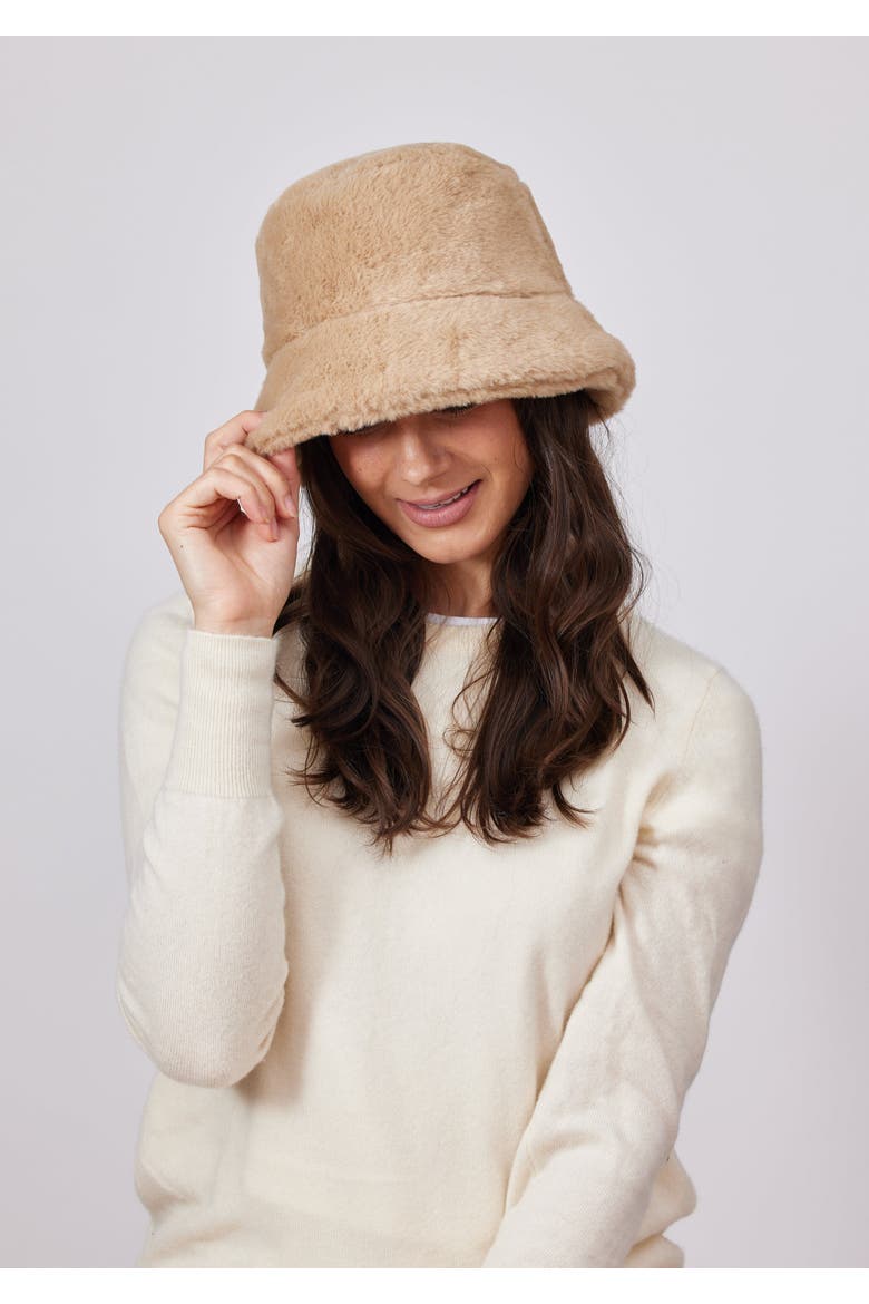 Faux Fur Bucket Hat, Alternate, color, Tan