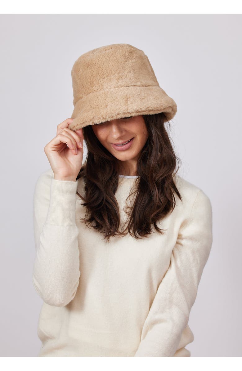 Hat Attack Faux Fur Bucket Hat, Alternate, color, Tan