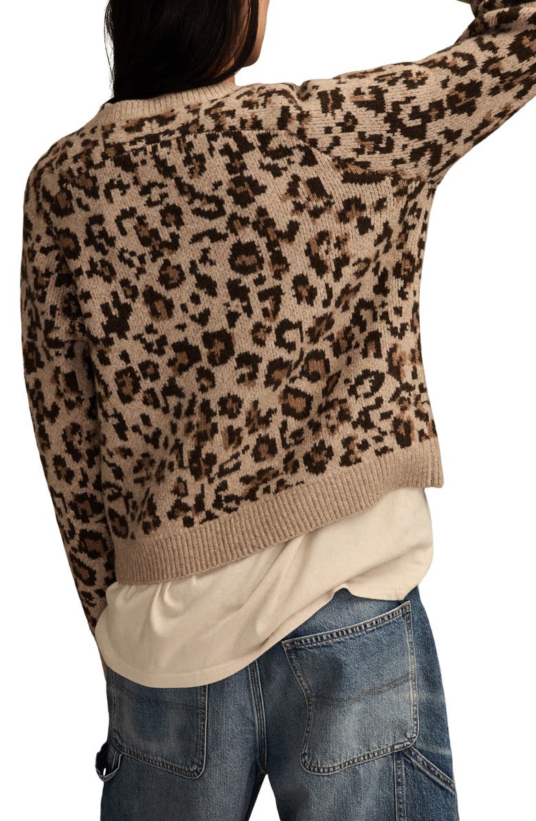 Lucky Brand Cloud Soft Leopard Crewneck Sweater, Alternate, color, Leopard Print
