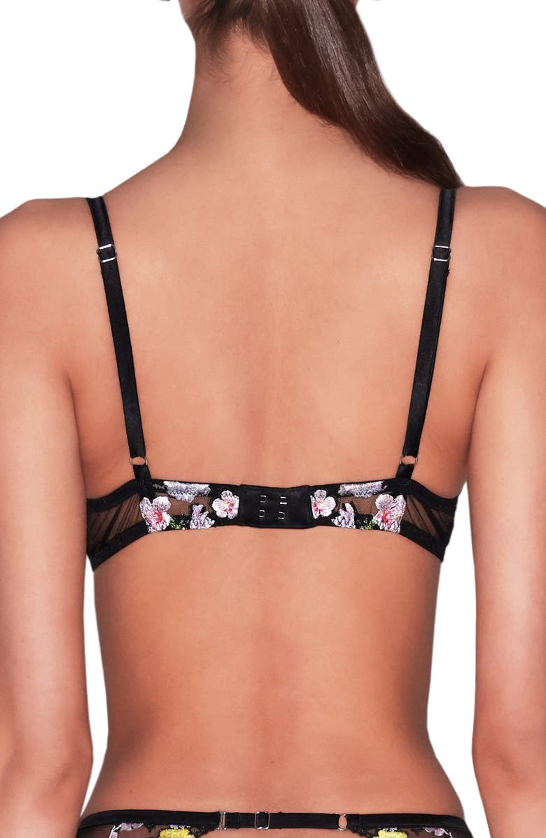 Fleur Du Mal Eden Balconette Bra, Alternate, color, Black