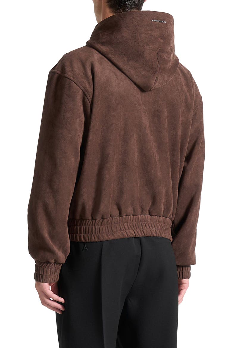 Cropped Suede Hoodie, Alternate, color, Brown