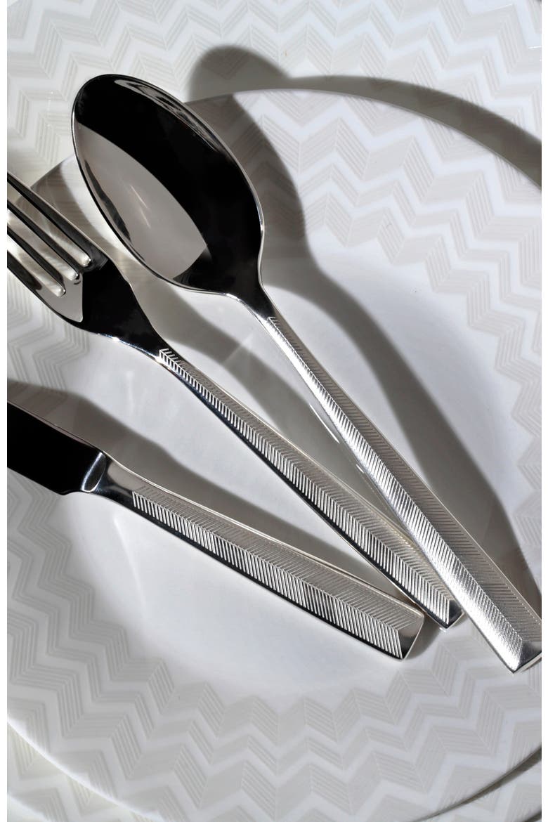 Tea Spoons ZIG ZAG Set of 6  Steel L 5.75", Alternate, color, Silver