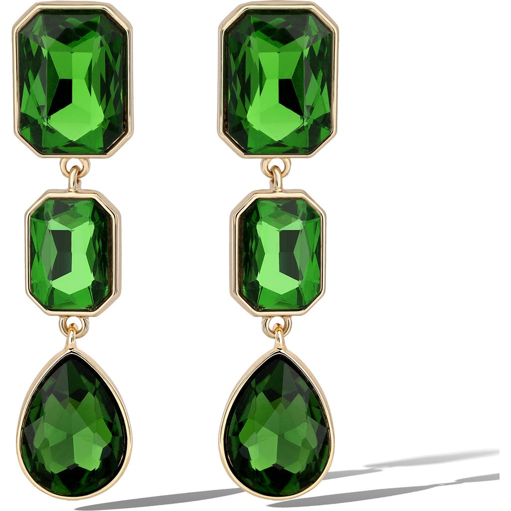 Jessica Simpson Green Crystal Drop Earrings In Green