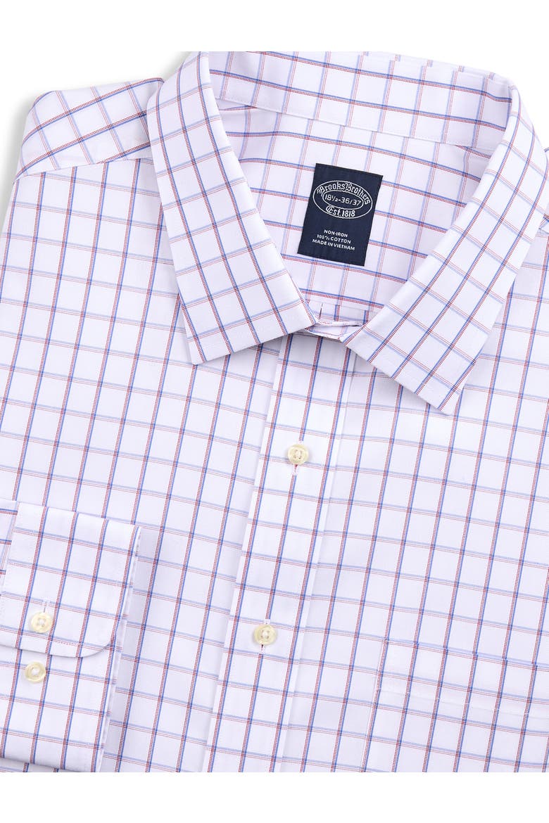 Big & Tall  Non-Iron Windowpane Dress Shirt, Alternate, color, Purple