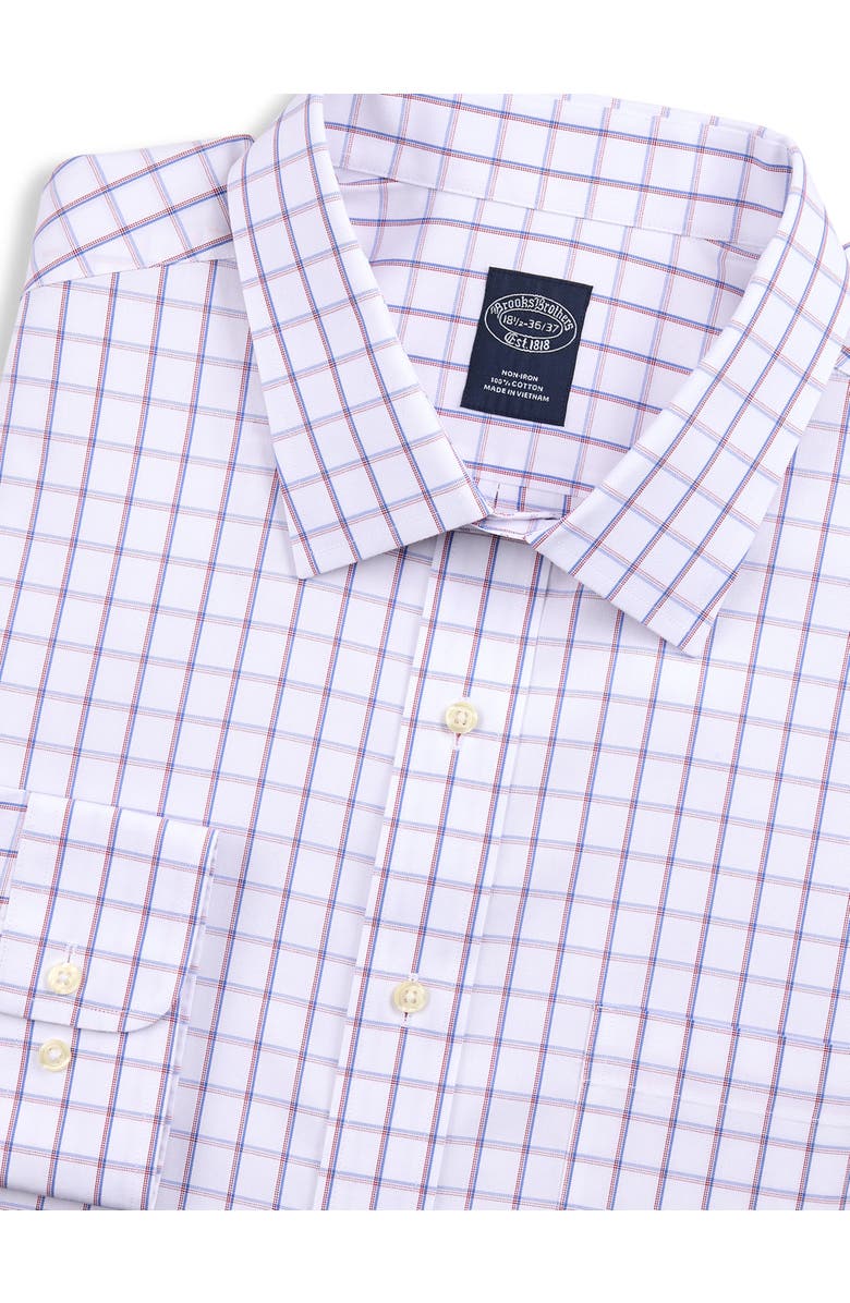 B+T Essentials Fit by Dxl Big & Tall  Non-Iron Windowpane Dress Shirt, Alternate, color, Purple