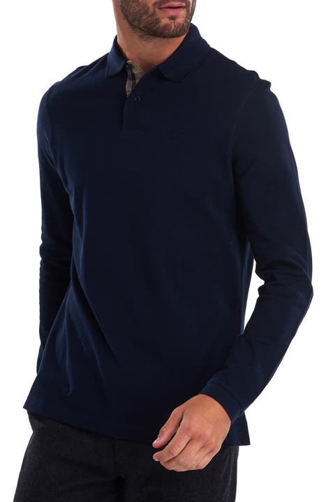 Solid Long Sleeve Sports Polo